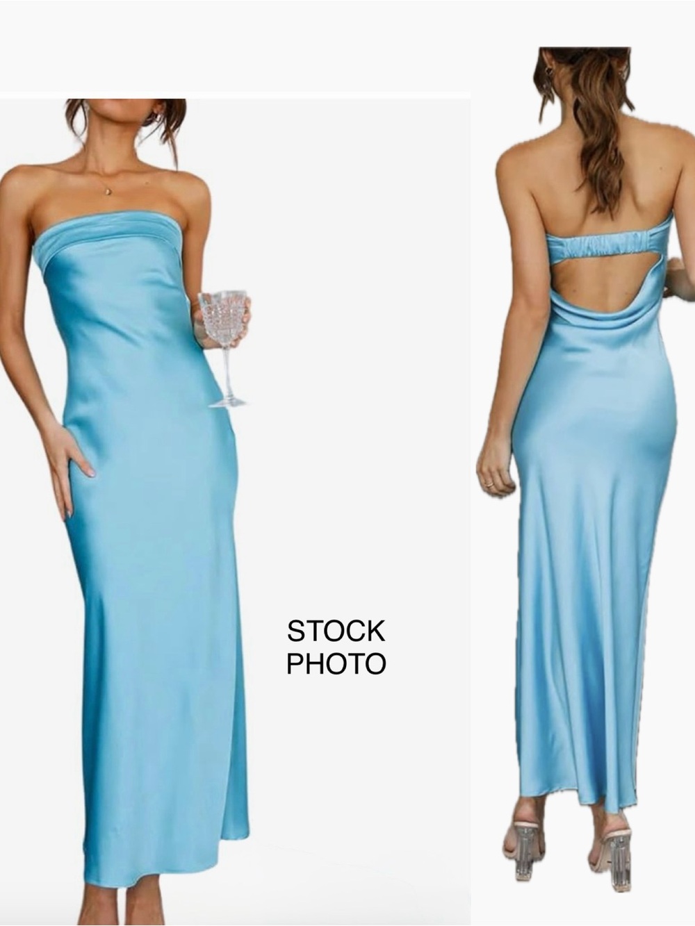 loveimgs Women's Summer Satin Silk Maxi Bodycon Dress. , L,  NWT